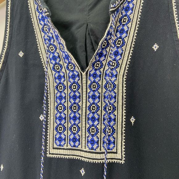 Madewell Sleeveless SunCoast Embroidered Navy Dark Blue Dress Size 4 - Picture 4 of 7